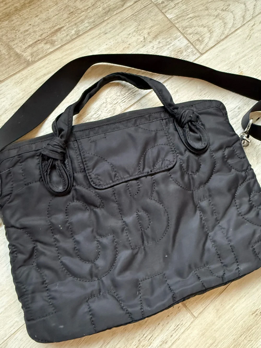 Marc by Marc Jacobs Black Quilted Laptop Bag with Detachable Strap